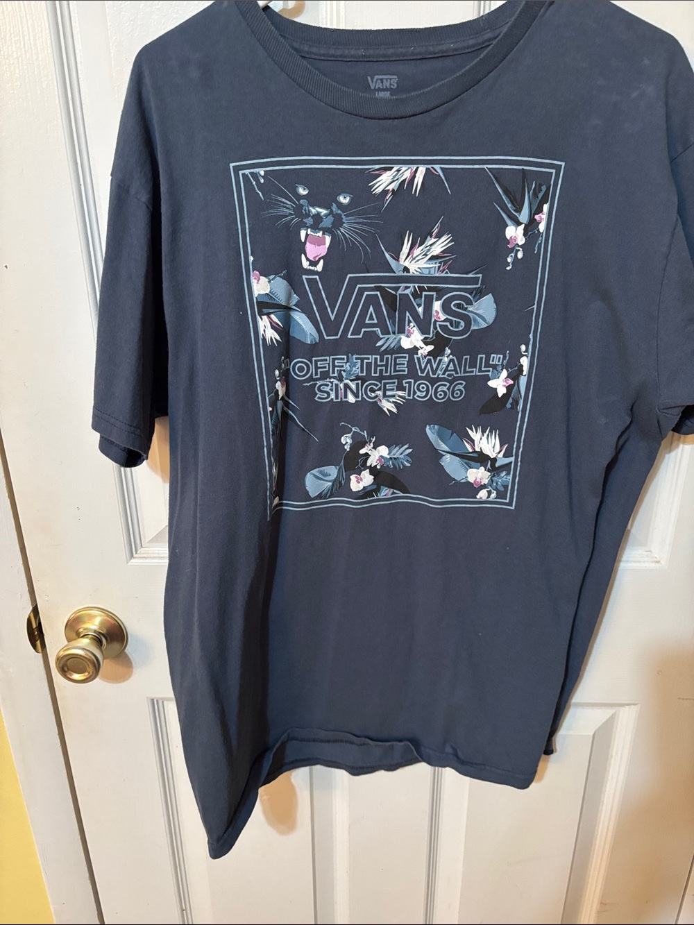 Vans Navy Short-Sleeve Graphic Tee with Floral Panther Print